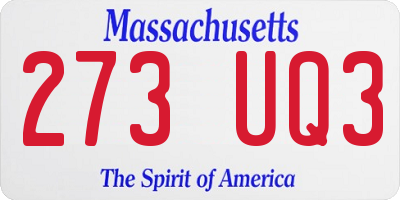 MA license plate 273UQ3