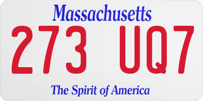 MA license plate 273UQ7