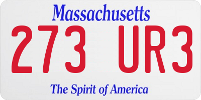 MA license plate 273UR3
