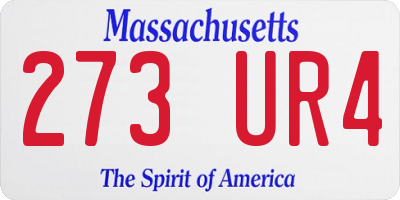 MA license plate 273UR4