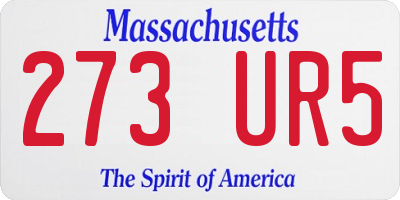 MA license plate 273UR5