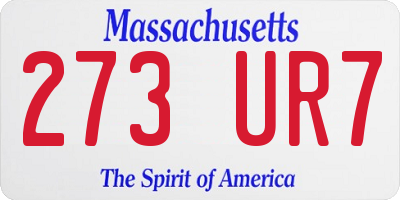 MA license plate 273UR7