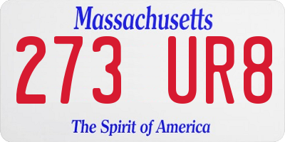 MA license plate 273UR8