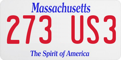 MA license plate 273US3