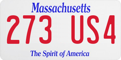MA license plate 273US4