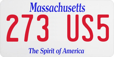 MA license plate 273US5