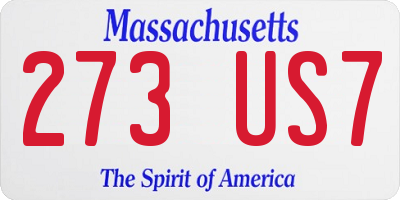 MA license plate 273US7