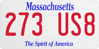 MA license plate 273US8