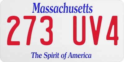 MA license plate 273UV4