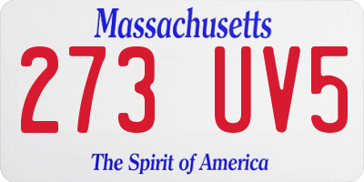MA license plate 273UV5
