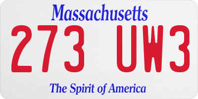 MA license plate 273UW3