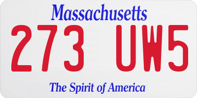 MA license plate 273UW5