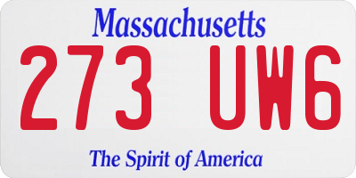 MA license plate 273UW6