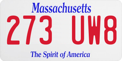 MA license plate 273UW8