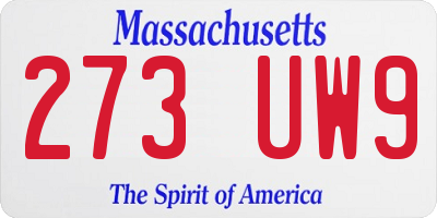 MA license plate 273UW9