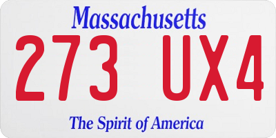 MA license plate 273UX4