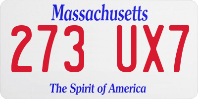 MA license plate 273UX7