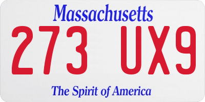 MA license plate 273UX9