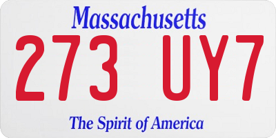 MA license plate 273UY7