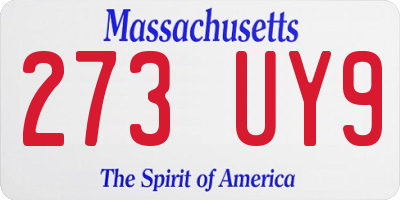 MA license plate 273UY9