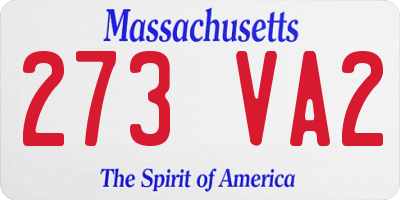 MA license plate 273VA2