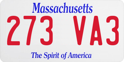 MA license plate 273VA3