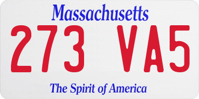 MA license plate 273VA5