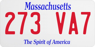 MA license plate 273VA7