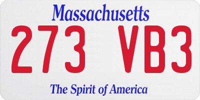 MA license plate 273VB3