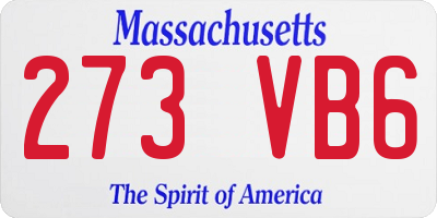 MA license plate 273VB6
