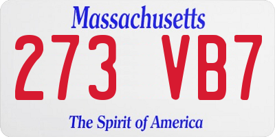 MA license plate 273VB7