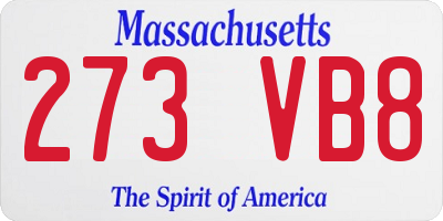 MA license plate 273VB8