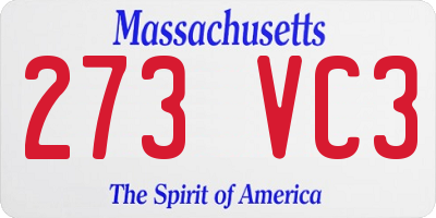 MA license plate 273VC3