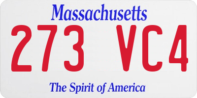 MA license plate 273VC4