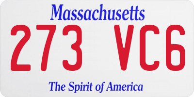 MA license plate 273VC6