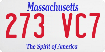 MA license plate 273VC7