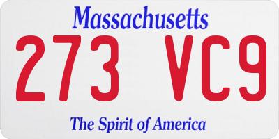 MA license plate 273VC9