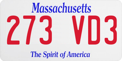 MA license plate 273VD3
