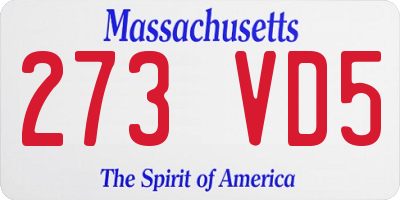 MA license plate 273VD5