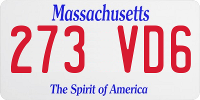 MA license plate 273VD6