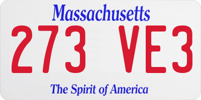 MA license plate 273VE3