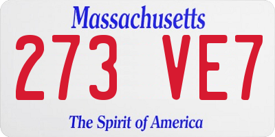 MA license plate 273VE7