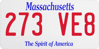 MA license plate 273VE8