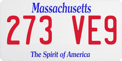 MA license plate 273VE9