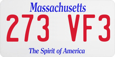 MA license plate 273VF3