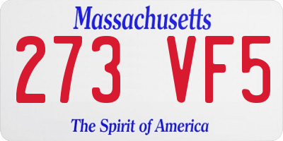 MA license plate 273VF5
