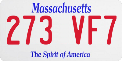 MA license plate 273VF7