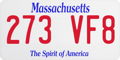 MA license plate 273VF8
