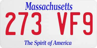 MA license plate 273VF9