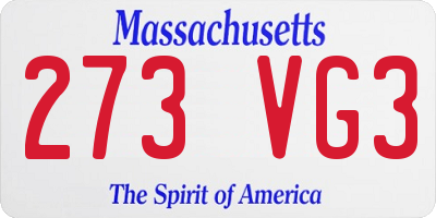 MA license plate 273VG3